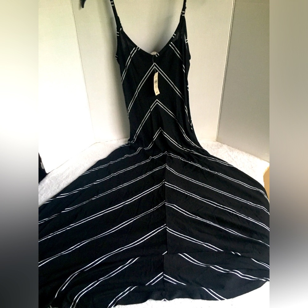 LOFT Black And White Stripes Sleeveless Maxi Dress Size XSP NEW
